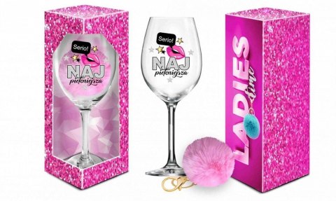 LADIES TIME - kieliszek do wina Signoria 700ml + pompon - Najpiękniejsza