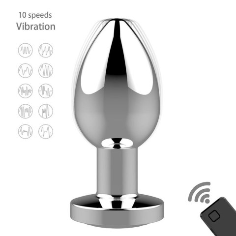Metalowy korek analny sterowany pilotem.Rechargeable Butt Plug Vibrator USB 10 Functions - Silver Metalowy korek analny sterowany pilotem.Rechargeable Butt Plug Vibrator USB 10 Functions - Silver