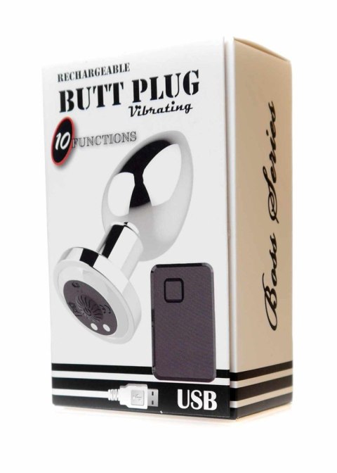 Metalowy korek analny sterowany pilotem.Rechargeable Butt Plug Vibrator USB 10 Functions - Silver Metalowy korek analny sterowany pilotem.Rechargeable Butt Plug Vibrator USB 10 Functions - Silver