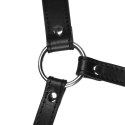 Head Harness with Mouth Cover and Breathable Ball Gag - Black