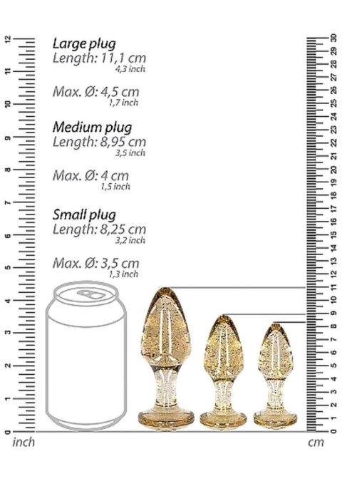 Acrylic Goldchip Butt Plug Set - Gold Acrylic Goldchip Butt Plug Set - Gold
