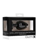 Diamond Heart Butt Plug - Extra Large - Black