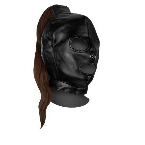 Mask with Brown Ponytail - Black