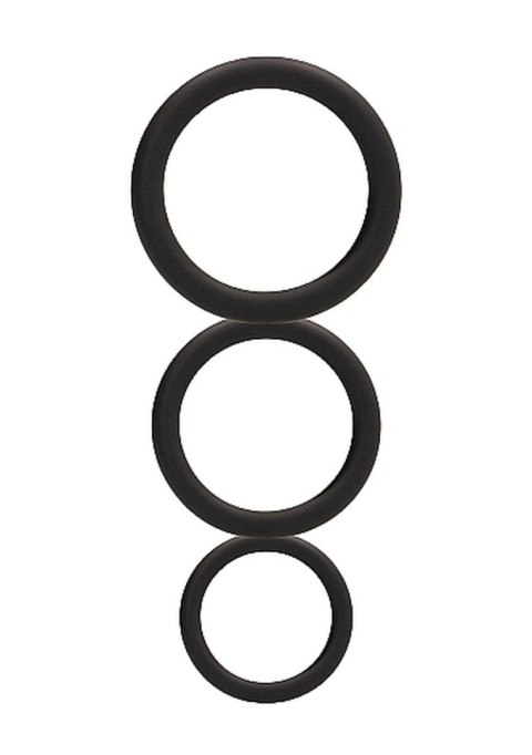 Round Cock Ring Set - Black