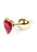 Plug-Jewellery Gold Heart PLUG- Red