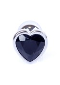 Plug-Jewellery Silver Heart PLUG- Black