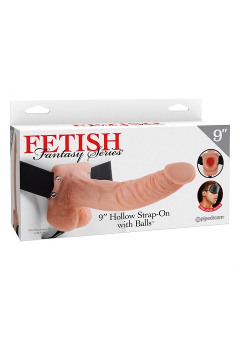 Proteza-HOLLOW STRAP-ON W BALLS 9"""" FLESH