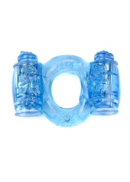 Żelowy, Erekcyjny Pierścień z Wibracją-Vibrating CockRing Double Blue