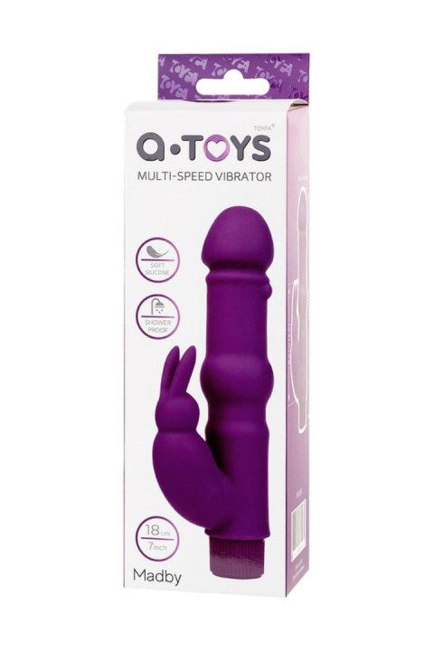 A-TOYS, Vibrator with clitoral stim, Silicone, Purple, 18 cm A-TOYS, Vibrator with clitoral stim, Silicone, Purple, 18 cm