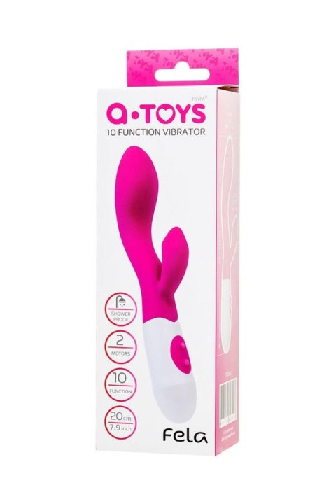 A-TOYS, Vibrator Fela with Clitoral Stimulator, Silicone, Pink, 20.5 cm, 10 speeds, 2xAAA A-TOYS, Vibrator Fela with Clitoral Stimulator, Silicone, Pink, 20.5 cm, 10 speeds, 2xAAA