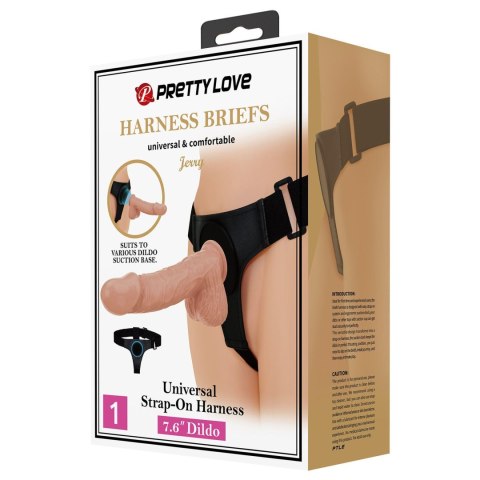 PRETTY LOVE - HARNESS BRIEFS Jerry Universal Strap-On Harness 7,6'' Dildo Flesh PRETTY LOVE - HARNESS BRIEFS Jerry Universal Strap-On Harness 7,6'' Dildo Flesh
