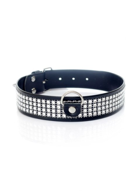 Fetish Boss Series Collar with crystals 3 cm silver Fetish Boss Series Collar with crystals 3 cm silver