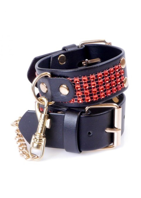Fetish Boss Series Handcuffs with cristals 3 cm Red Line Fetish Boss Series Handcuffs with cristals 3 cm Red Line