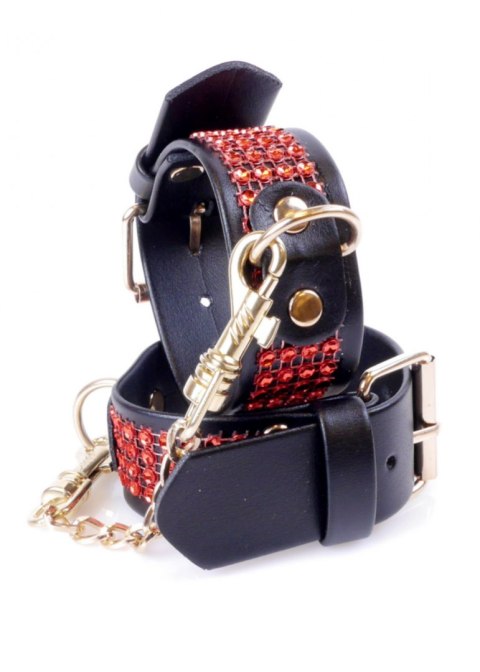 Fetish Boss Series Handcuffs with cristals 3 cm Red Line Fetish Boss Series Handcuffs with cristals 3 cm Red Line