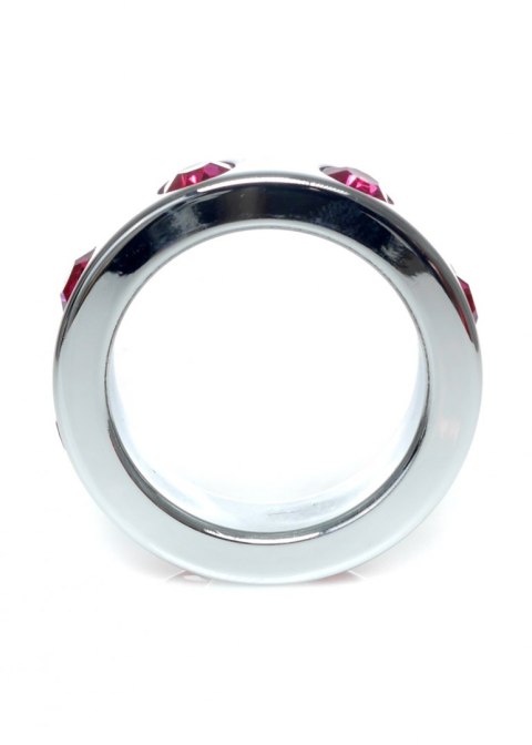 Pierścień-Metal Cock Ring with Pink Diamonds Medium Pierścień-Metal Cock Ring with Pink Diamonds Medium