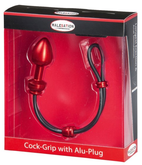 MALESATION Cock-Grip with Alu-Plug small, red MALESATION Cock-Grip with Alu-Plug small, red