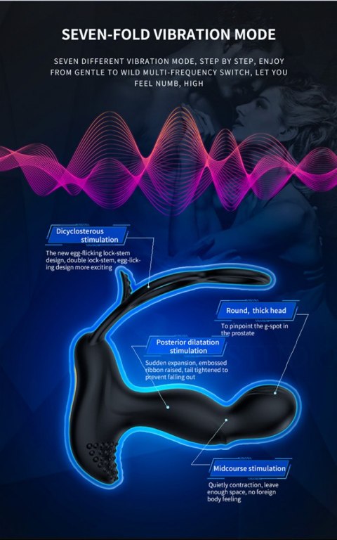 Wibrator-Silicone Massager 7 Function and Heating Function, Black Wibrator-Silicone Massager 7 Function and Heating Function, Black