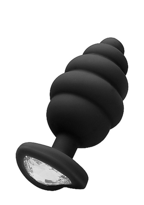 Large Ribbed Diamond Heart Plug - Black Large Ribbed Diamond Heart Plug - Black