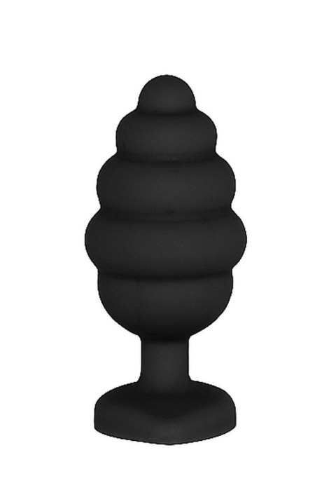 Large Ribbed Diamond Heart Plug - Black Large Ribbed Diamond Heart Plug - Black