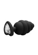 Large Ribbed Diamond Heart Plug - Black Large Ribbed Diamond Heart Plug - Black