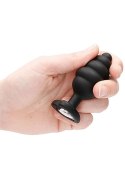 Large Ribbed Diamond Heart Plug - Black Large Ribbed Diamond Heart Plug - Black