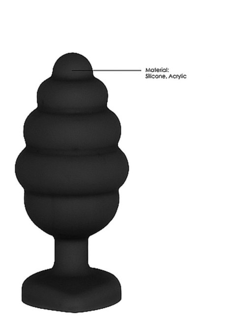 Large Ribbed Diamond Heart Plug - Black Large Ribbed Diamond Heart Plug - Black
