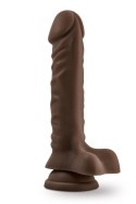 DR. SKIN PLUS 9 INCH POSABLE DILDO WITH BALLS CHOCOLATE