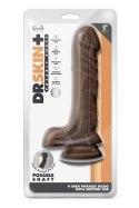 DR. SKIN PLUS 9 INCH POSABLE DILDO WITH BALLS CHOCOLATE