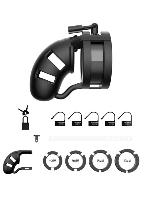 Model 18 - Chastity - 3.5"" - Sil Cage Ballsplitter - Black Model 18 - Chastity - 3.5"" - Sil Cage Ballsplitter - Black