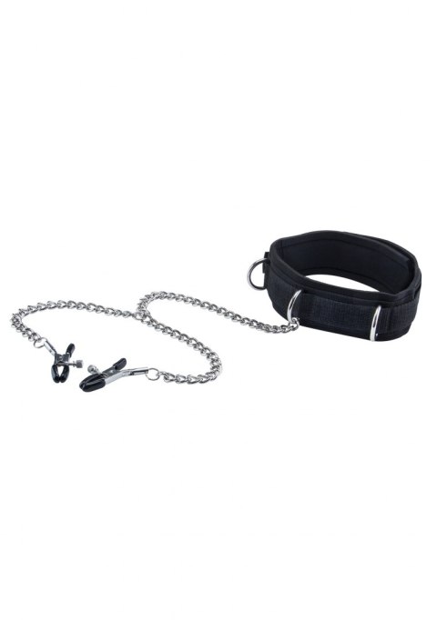 Velcro Collar With Nipple Clamps - With Adjustable Straps Velcro Collar With Nipple Clamps - With Adjustable Straps